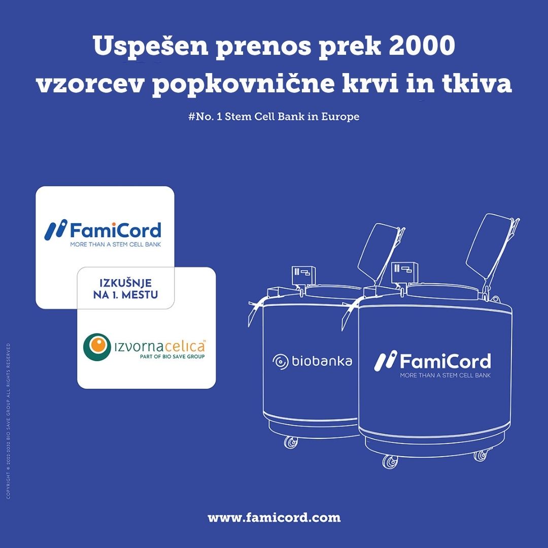 Uspešen prenos prek 2000 vzorcev popkovnične krvi in tkiva